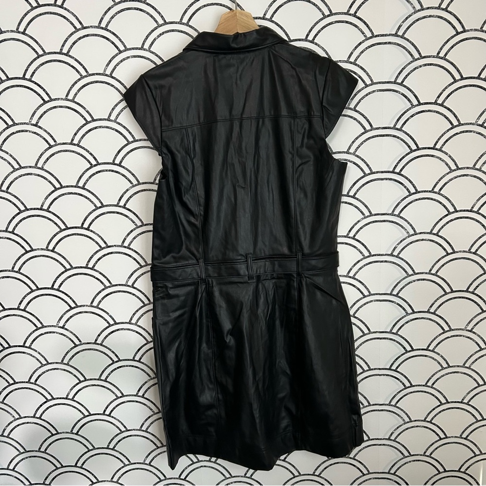 PAIGE Jaxsyn Belted Faux Leather Shirtdress - Picture 6 of 6